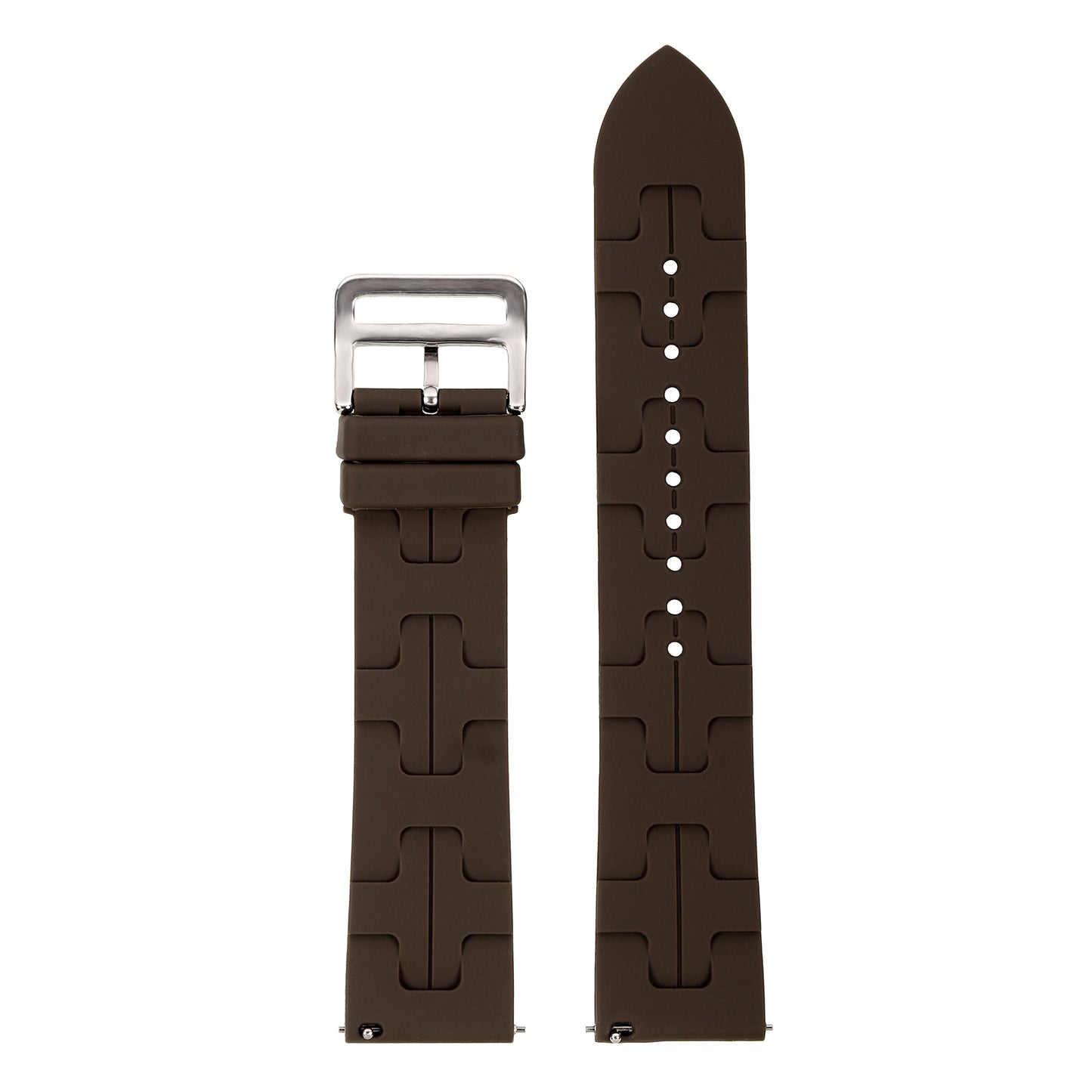 Omax 22 MM Brown Color Ribbed Premium Grade, super flexible and smooth silicon watch strap and band compatible with All smart, digital and analog watches FSS03-BR-22-S