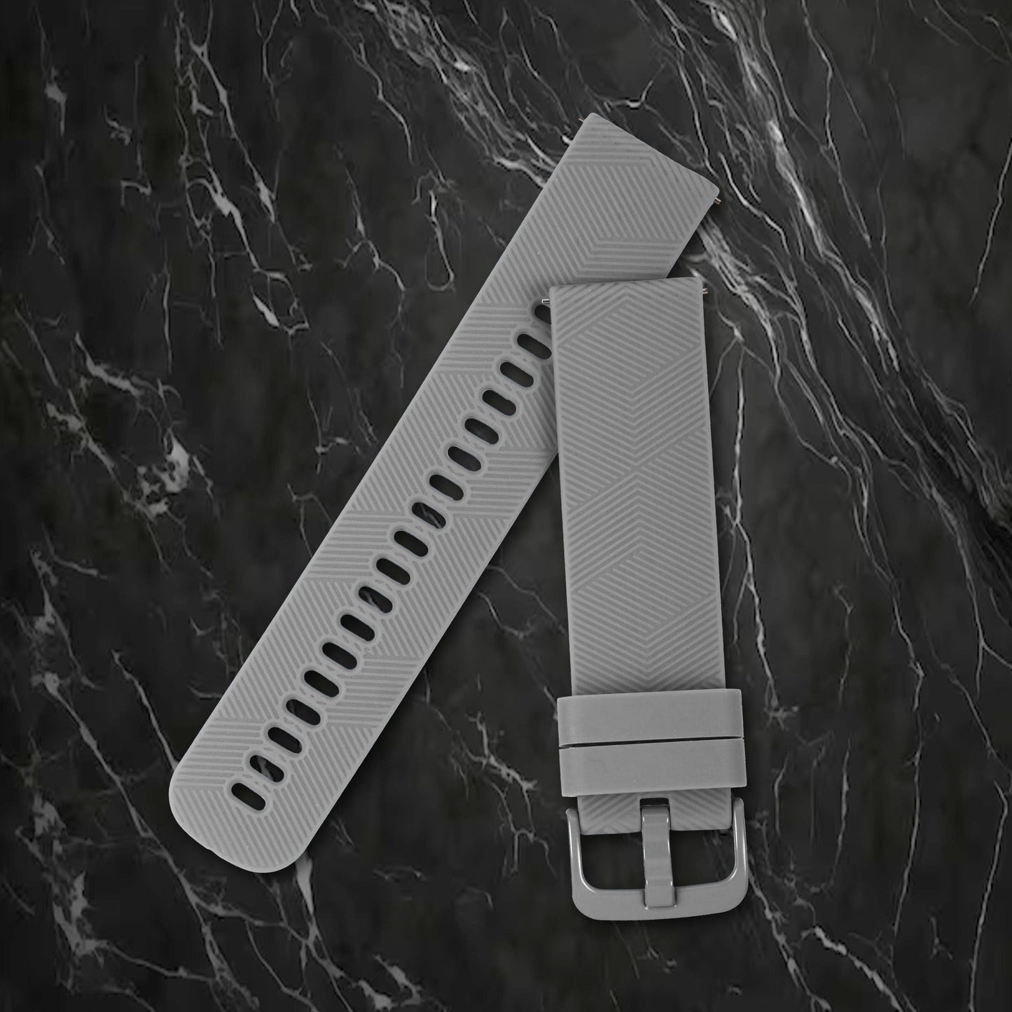 Omax 22MM Grey Color Herringbone textured, Ribbed Premium Grade, super flexible and smooth silicon watch strap and band compatible with All smart, digital and analog watches FSS05-GY-22-GY