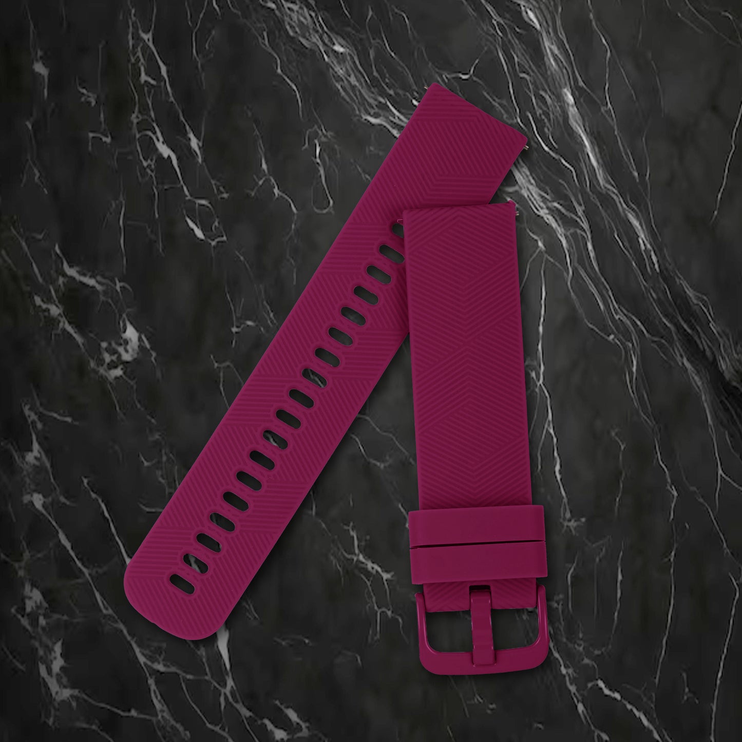 Omax 22MM Maroon Color Herringbone textured, Ribbed Premium Grade, super flexible and smooth silicon watch strap and band compatible with All smart, digital and analog watches FSS05-MN-22-MN