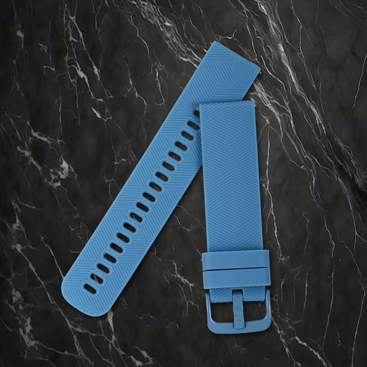 Omax 22MM Sky Blue Color Herringbone textured, Ribbed Premium Grade, super flexible and smooth silicon watch strap and band compatible with All smart, digital and analog watches FSS05-SB-22-SB