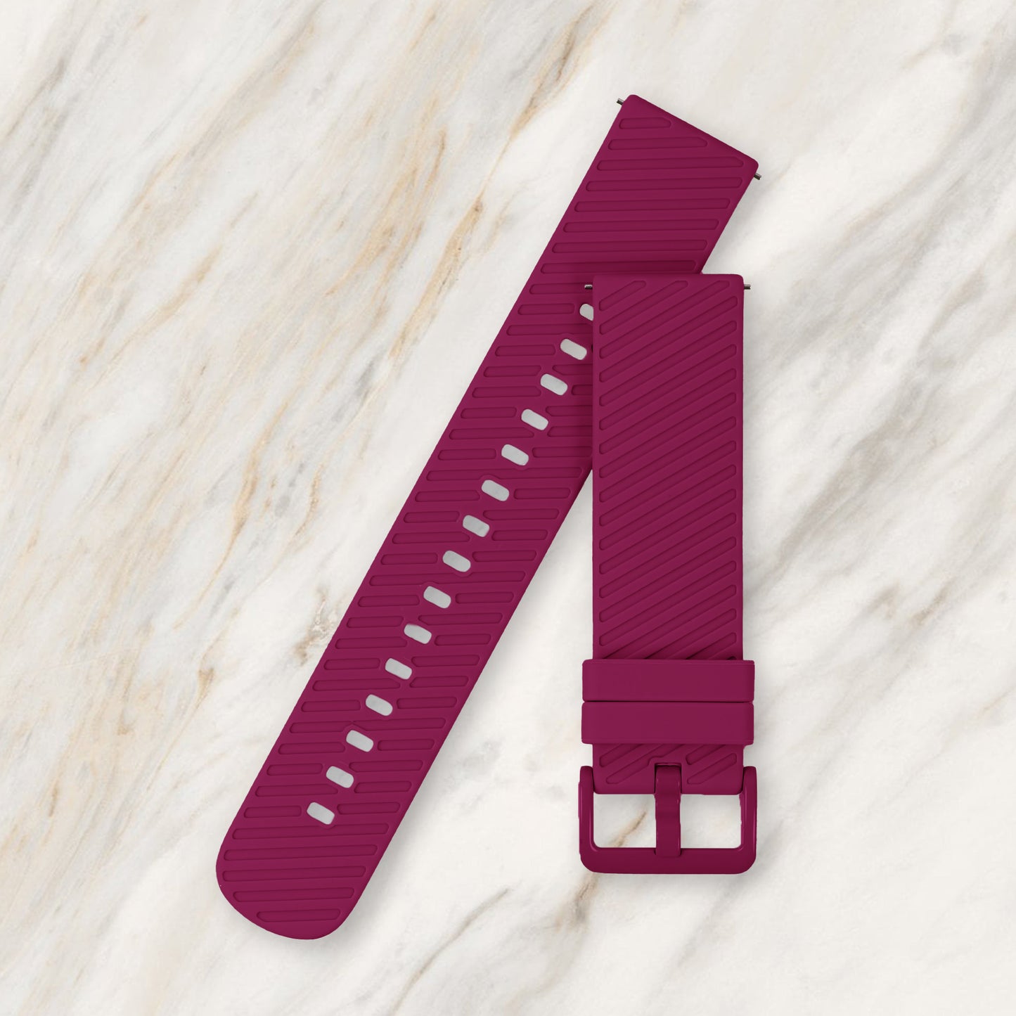 Omax 22 MM Maroon Color Textured, Ribbed Premium Grade, super flexible and smooth silicon watch strap and band compatible with All smart, digital and analog watches FSS06-MN-22-MN