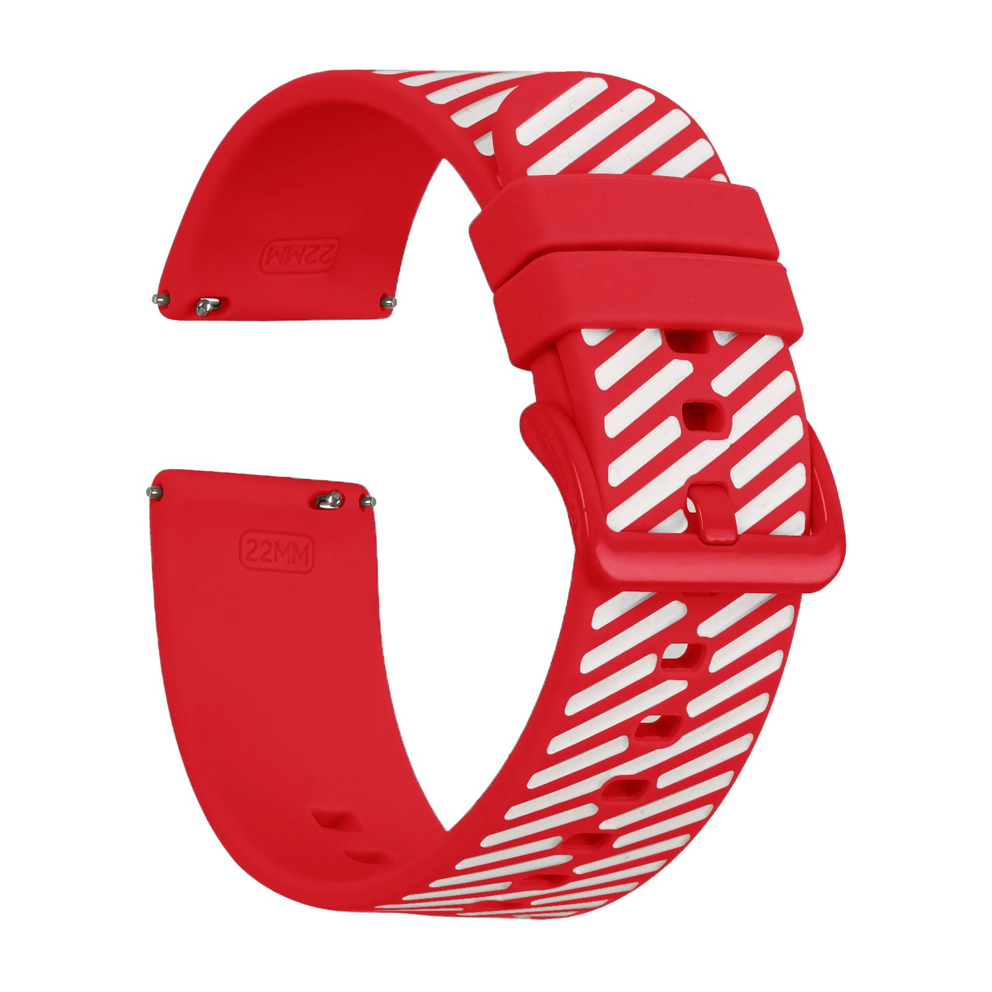 Omax Red White Twill Silicone Smart Watch Replacement Band Universal Strap Compatible with All Brands Watch FSS07-RW-22-RD
