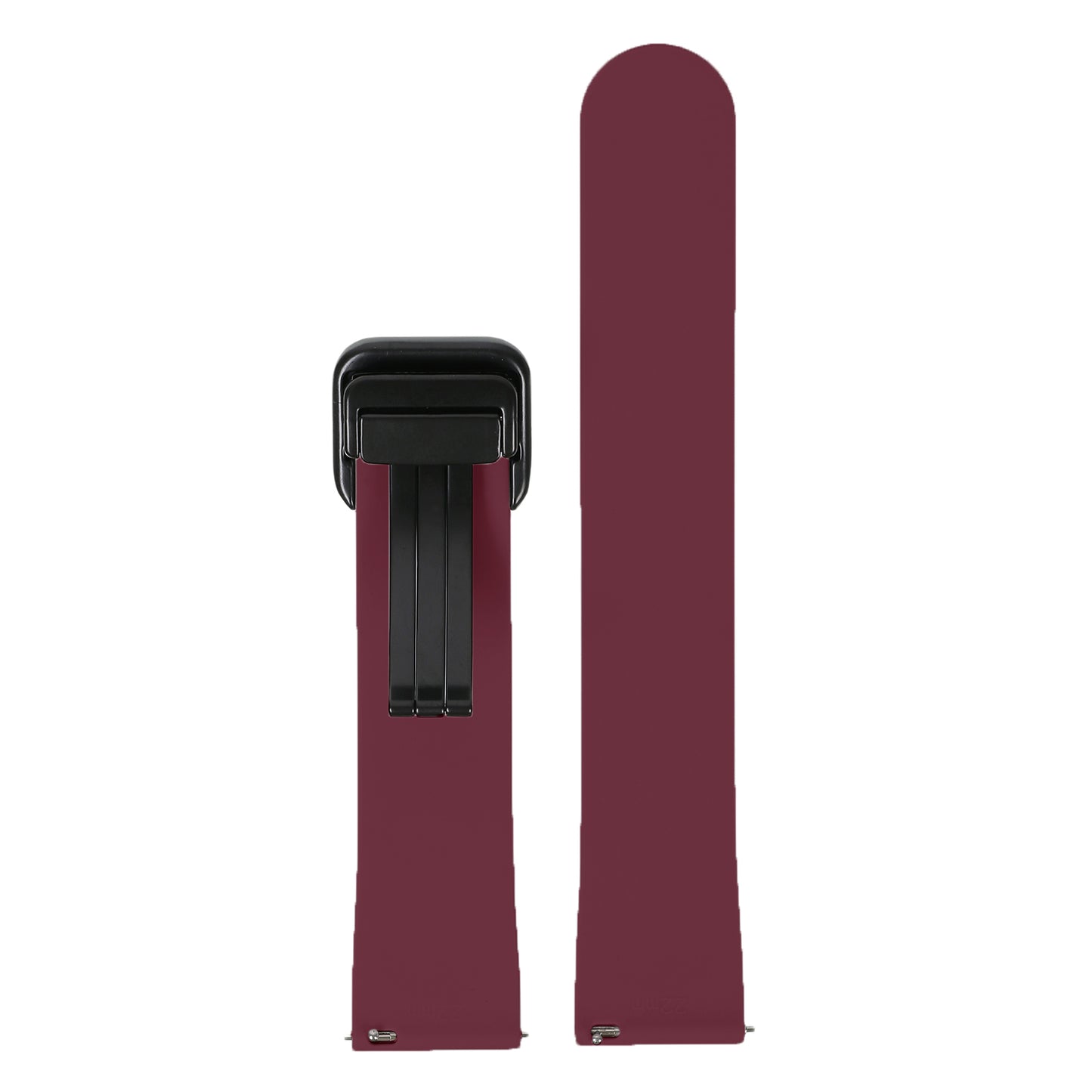 Omax 22 MM Maroon Magnetic Folding Clasp Silicone Strap Smart Watch Replacement Band Universal Strap Compatible with All Brands Watch FSS10-MN-22-BK