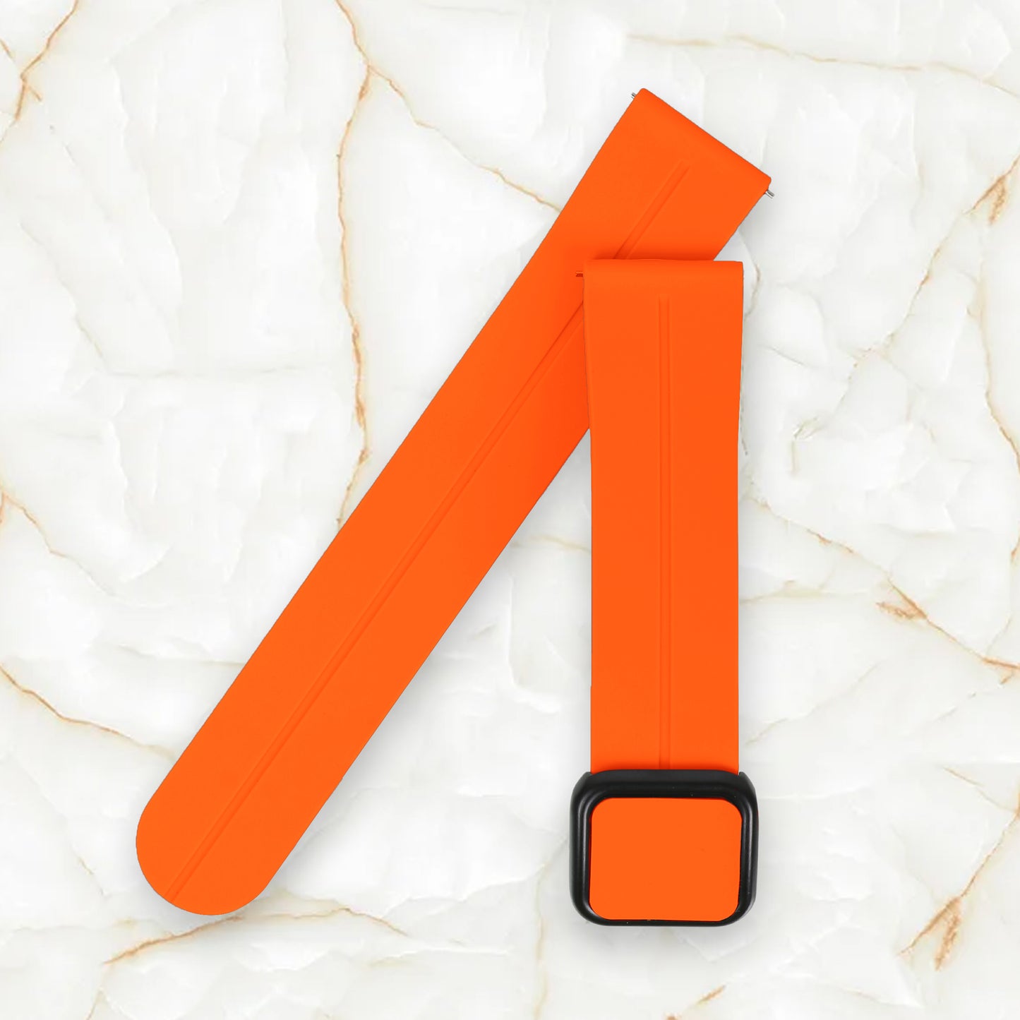 Omax 22 MM Orange Magnetic Folding Clasp Silicone Strap Smart Watch Replacement Band Universal Strap Compatible with All Brands Watch FSS10-OE-22-BK