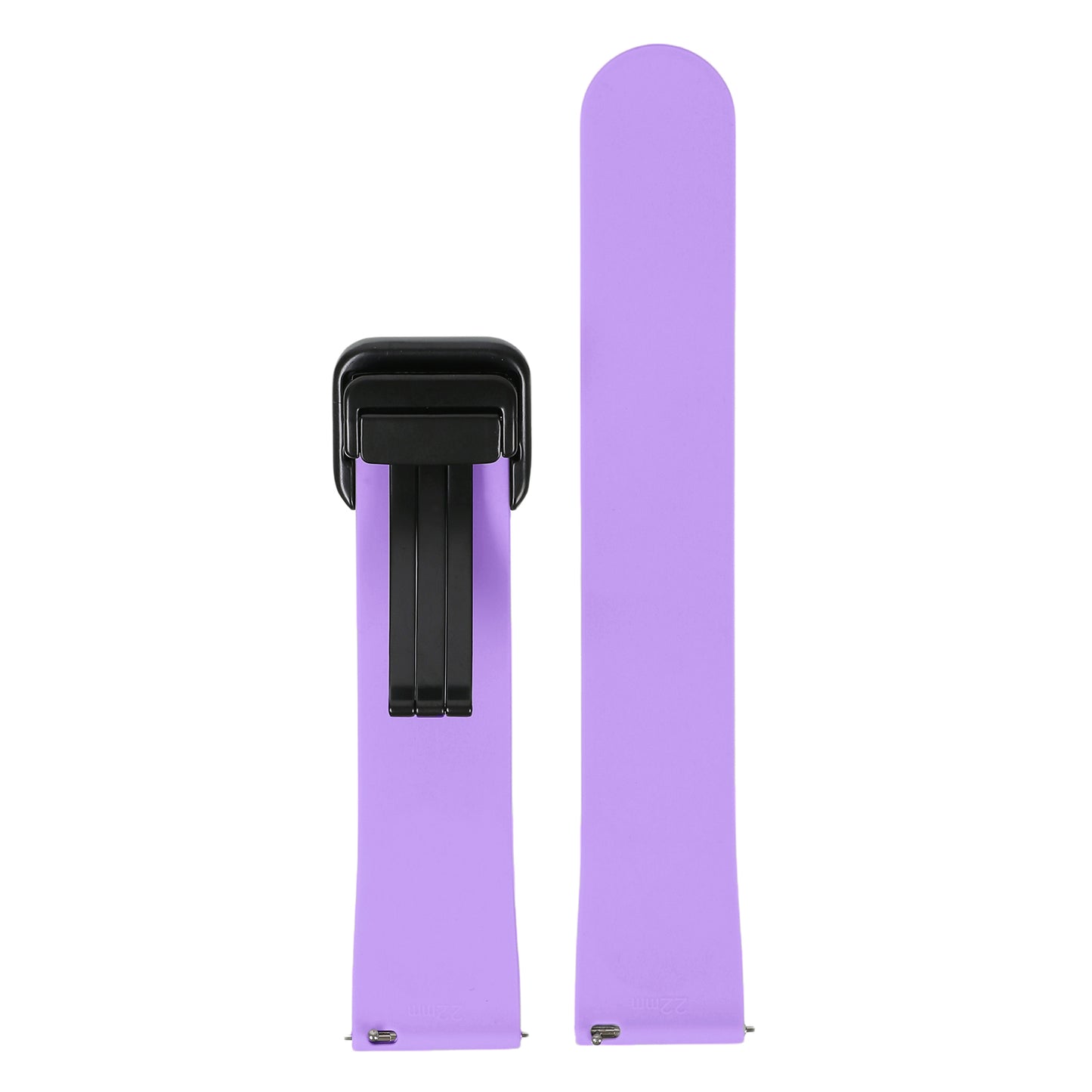 Omax 22 MM Purple Magnetic Folding Clasp Silicone Strap Smart Watch Replacement Band Universal Strap Compatible with All Brands Watch FSS10-PE-22-BK