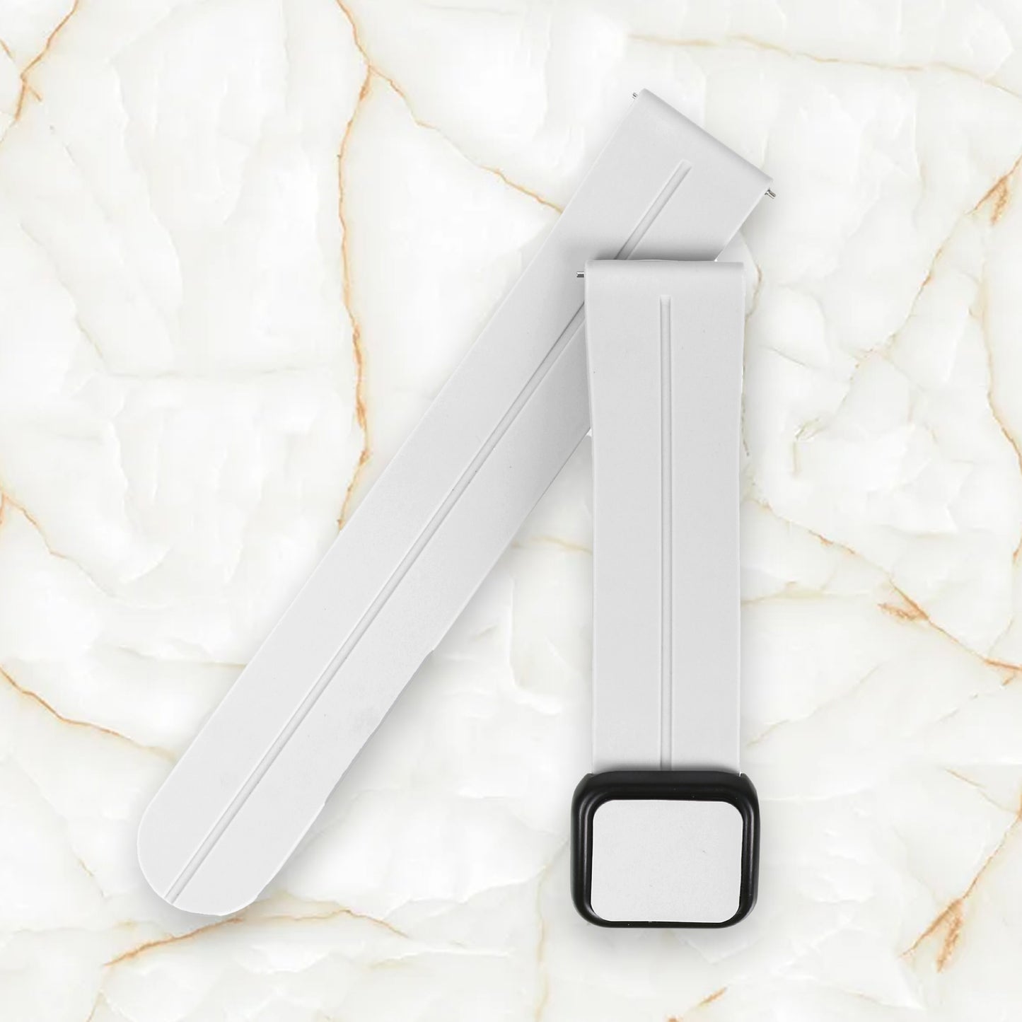Omax 22 MM White Magnetic Folding Clasp Silicone Strap Smart Watch Replacement Band Universal Strap Compatible with All Brands Watch FSS10-WT-22-BK