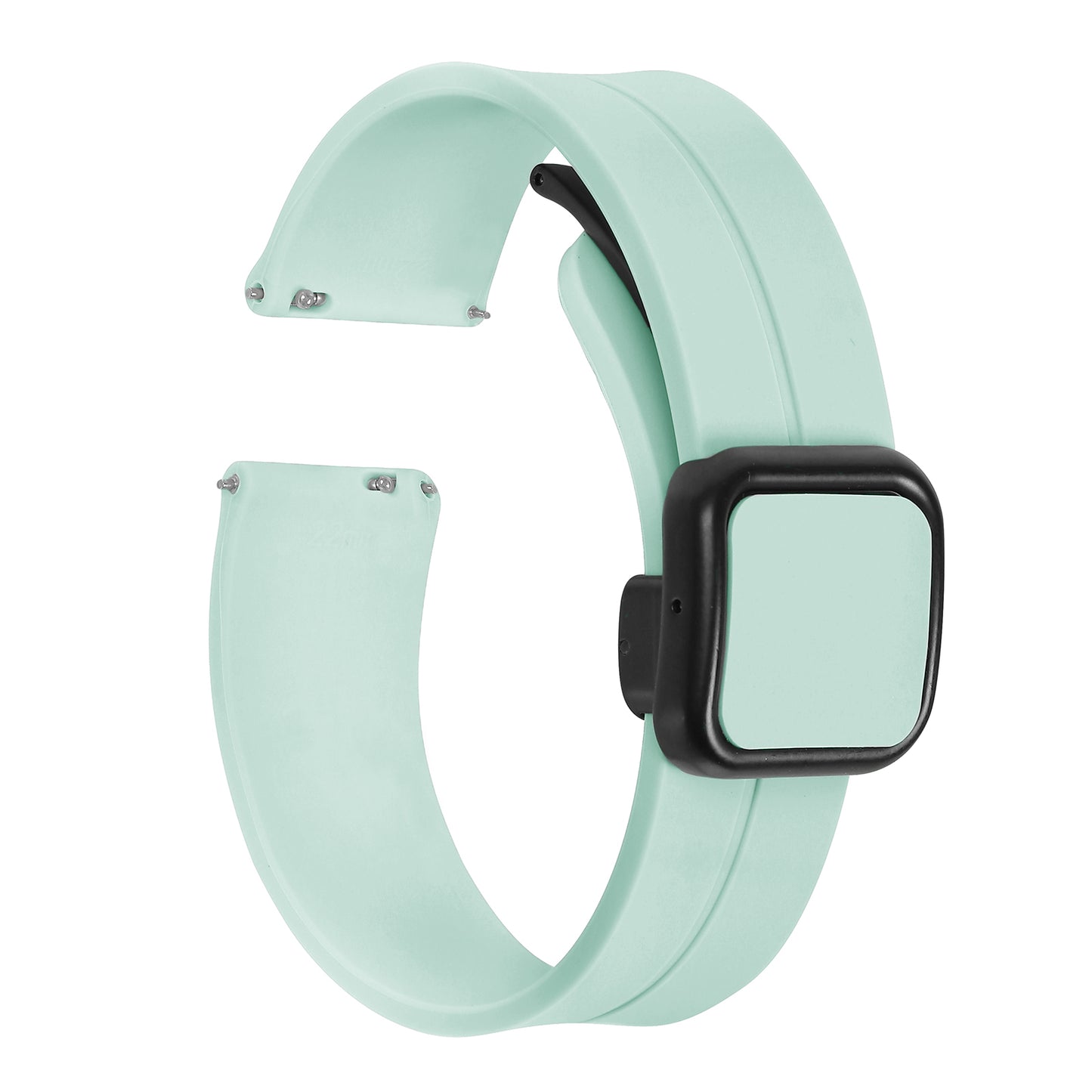 Omax 22 MM Aqua Magnetic Folding Clasp Silicone Strap Smart Watch Replacement Band Universal Strap Compatible with All Brands Watch FSS10-AQ-22-BK