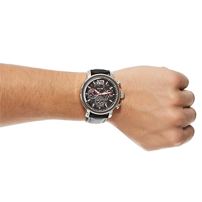 Omax Chronograph Display Quartz Multifunction Dial Genuine Leather Strap Casual Watch GX15P22R