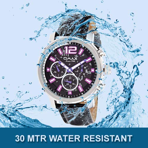 Omax Black Dial Multifunction Dial with Genuine Leather Strap Casual Watch for Men GX15P22U