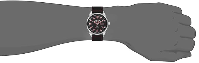 OMAX Analog Black Dial Black with red Contrast Stitching Genuine Leather Strap Mens Watch- GX30P22I