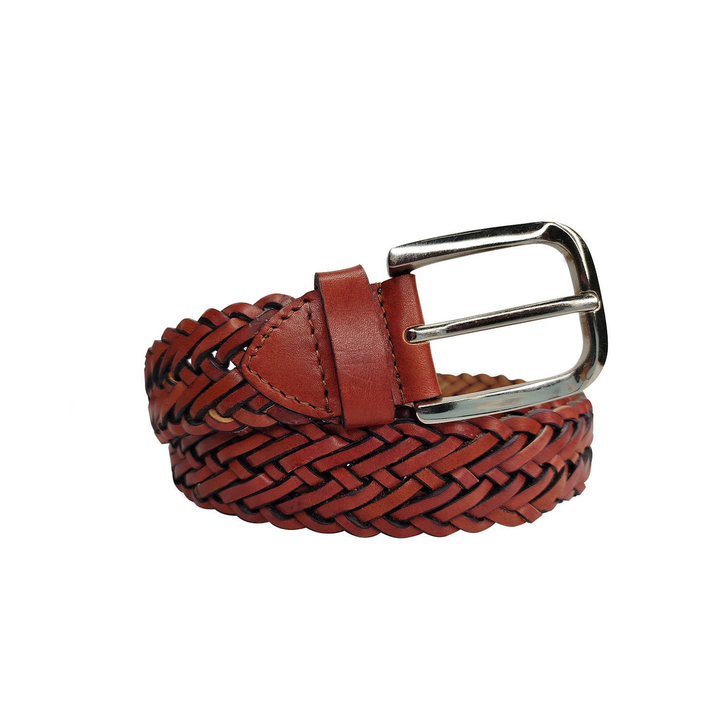 Omax Tan Genuine Leather Premium Braided Belts for men BLTBTL025