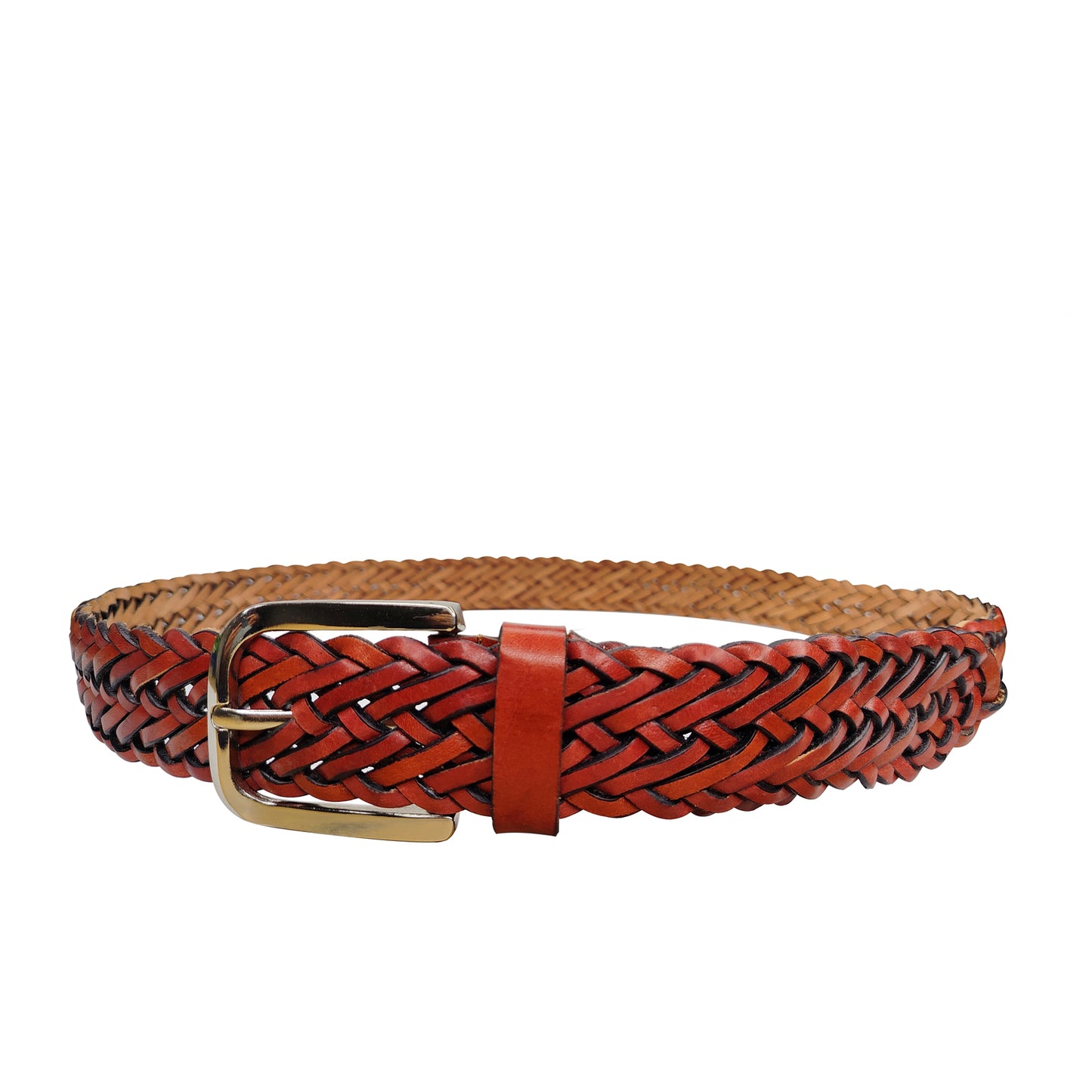 Omax Tan Genuine Leather Premium Braided Belts for men BLTBTL025