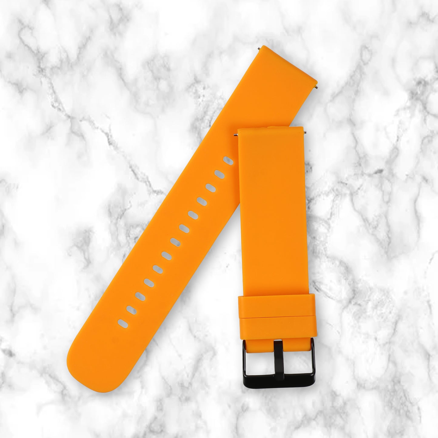 Omax 22mm Orange Color Premium Grade, super flexible and smooth silicon watch strap and band compatible with All smart, digital and analog watches FSS02-OE-22-B