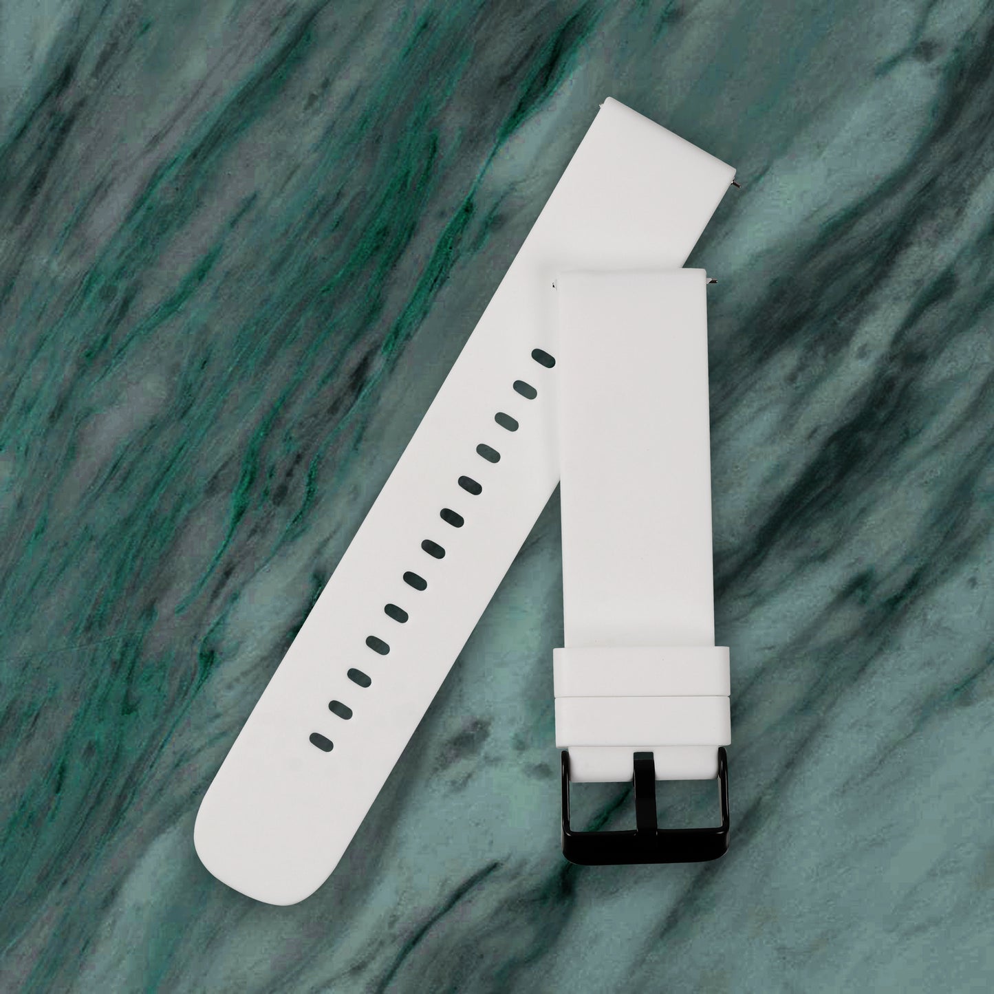 Omax 22mm White Color Premium Grade, super flexible and smooth silicon watch strap and band compatible with All smart, digital and analog watches FSS02-WT-22-B