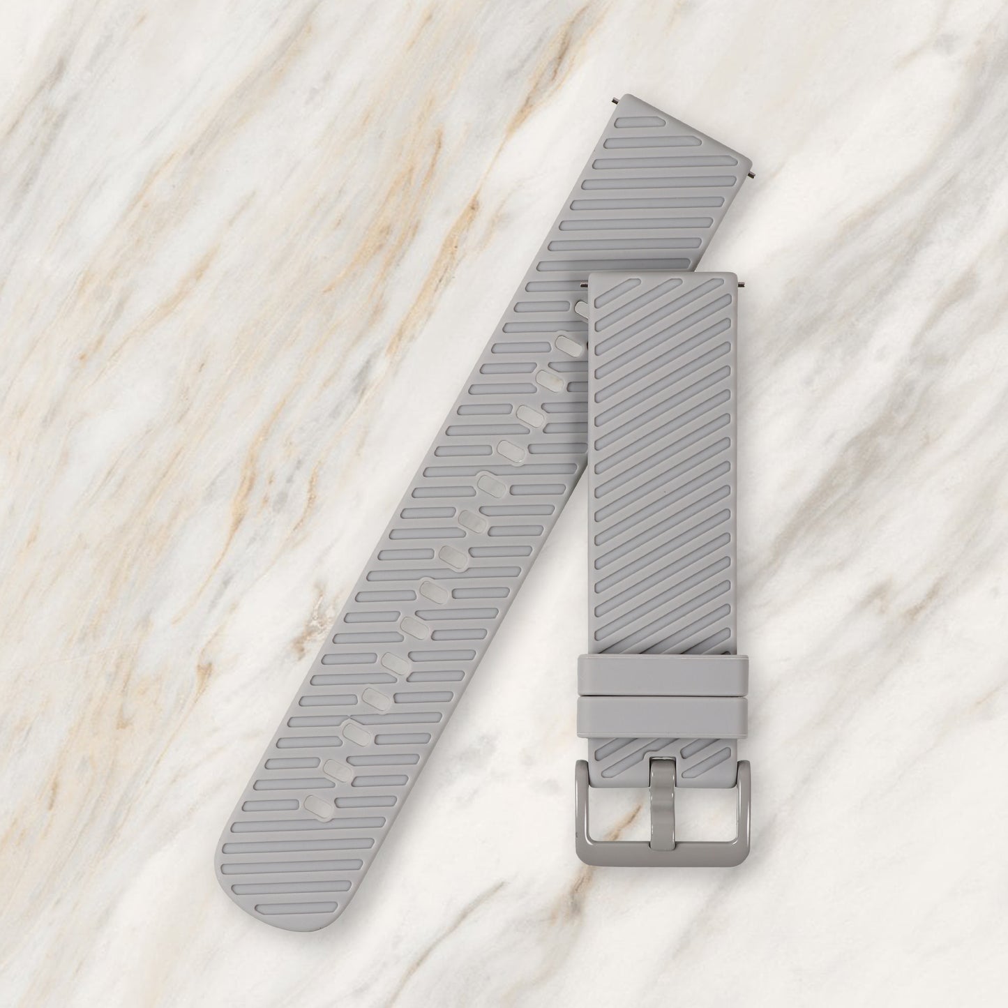 Omax 22 MM Grey Color Textured, Ribbed Premium Grade, super flexible and smooth silicon watch strap and band compatible with All smart, digital and analog watches FSS06-GY-22-GY