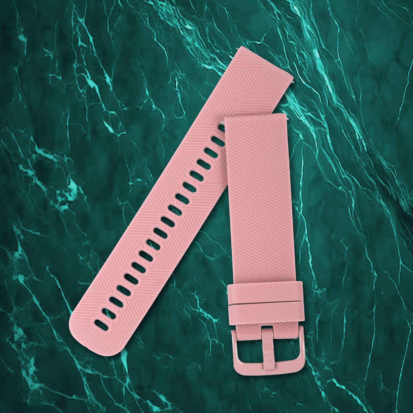Omax 22 MM Pink Color Textured, Ribbed Premium Grade, super flexible and smooth silicon watch strap and band compatible with All smart, digital and analog watches FSS13-PK-22-PK