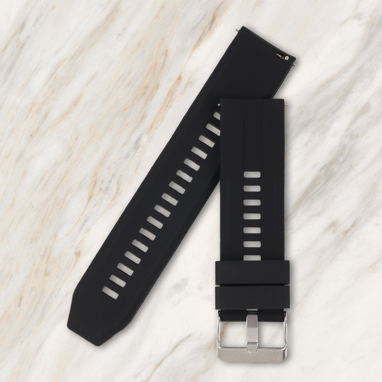 Omax 22mm Black Color Premium Grade, super flexible and smooth silicon watch strap and band compatible with All smart, digital and analog watches FSS91-BK-22-S