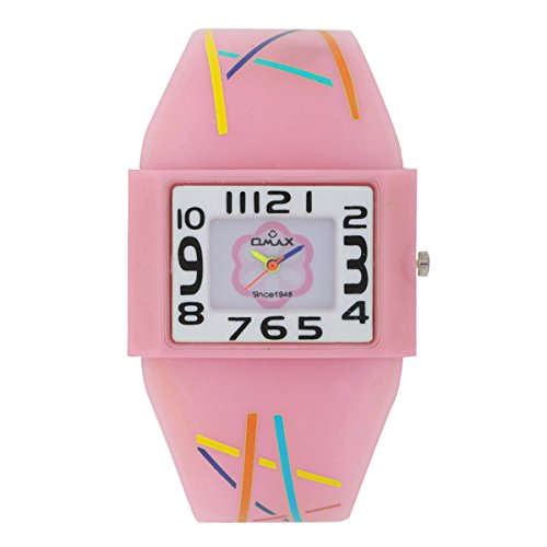 OMAX Analog White Square Dial Pink Watch for Children -KD148