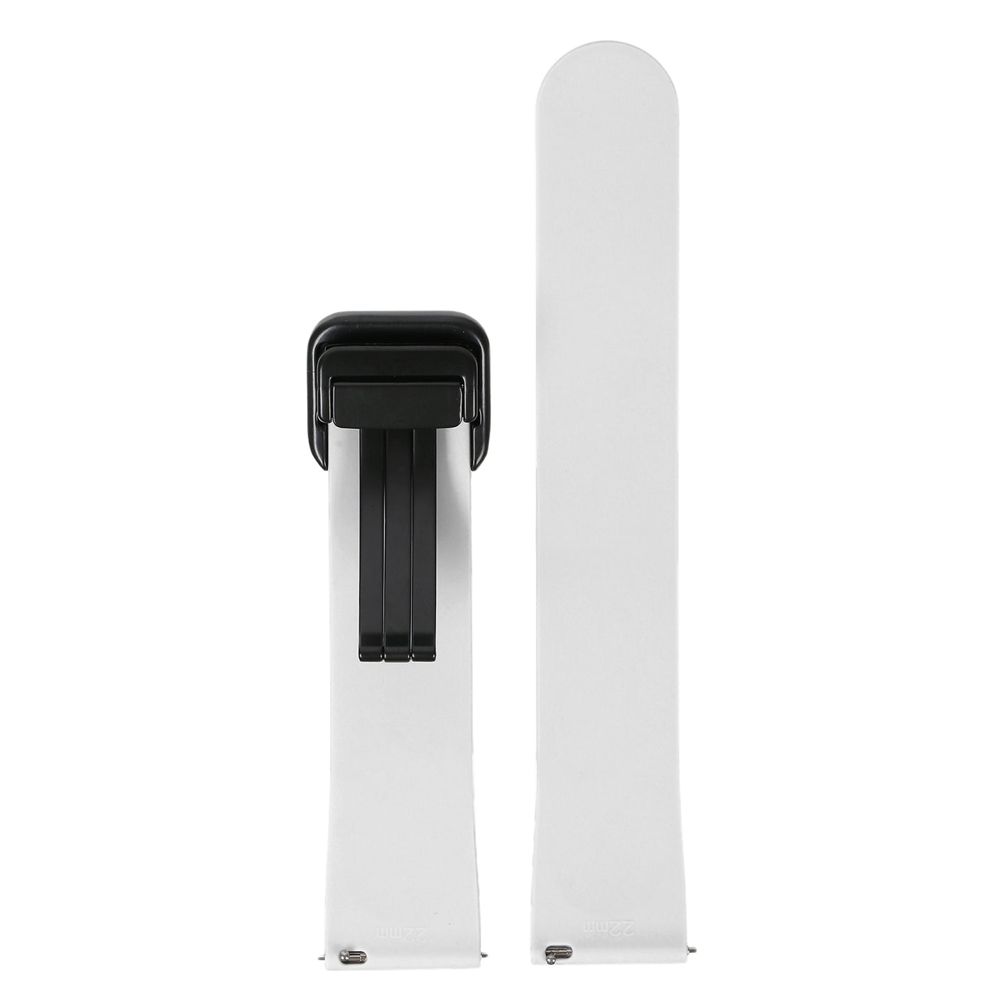 Omax 22 MM White Magnetic Folding Clasp Silicone Strap Smart Watch Replacement Band Universal Strap Compatible with All Brands Watch FSS10-WT-22-BK