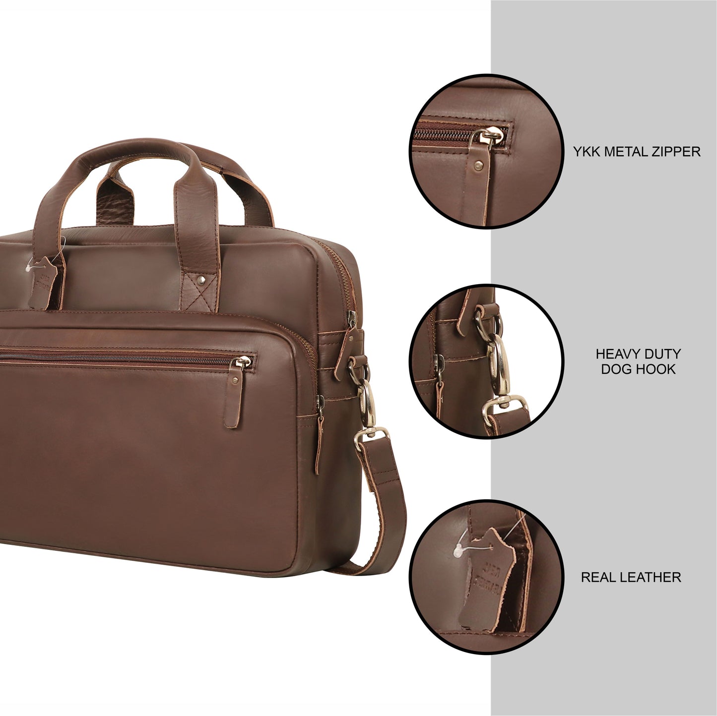 Omax Brown Genuine Hunter Leather Laptop Bag for Men and Women BR77