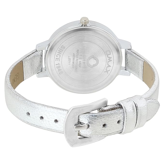 OMAX Green Dial Butterfly Design With Genuine Leather Silver Foil Strap watch for Women-LS311