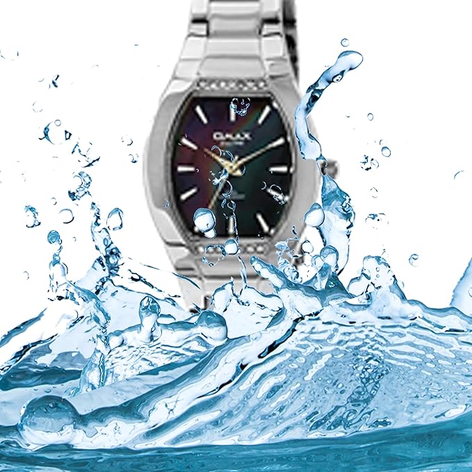 OMAX Women's Black Dial Silver Stainless Steel Strap,Elegant and Timeless Watch - LS188