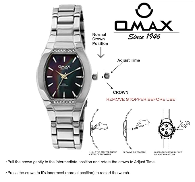 OMAX Women's Black Dial Silver Stainless Steel Strap,Elegant and Timeless Watch - LS188