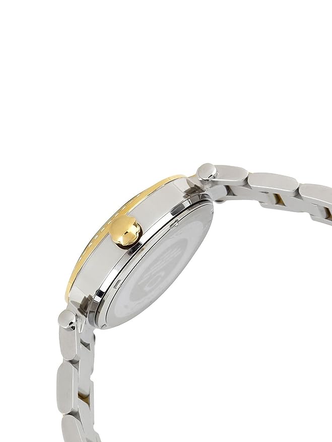 Omax Analog White Dial Gold Silver Gold Stainless Steel Women Wrist Watch with Mother of Pearl Dial-LS194