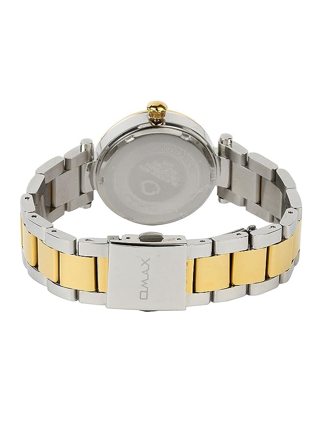 Omax Analog White Dial Gold Silver Gold Stainless Steel Women Wrist Watch with Mother of Pearl Dial-LS194