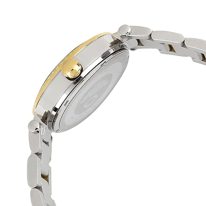 Omax Analog Black Dial Gold Silver Gold Stainless Steel Women Wrist Watch with Mother of Pearl Dial-LS194