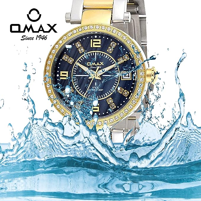 OMAX TWO TONE CHAIN BLUE LADIES WATCH