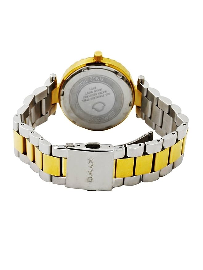 Omax Women's White Dial Two Tone Gold Silver Steel Bracelet Watch – Analog, Quartz | LS250