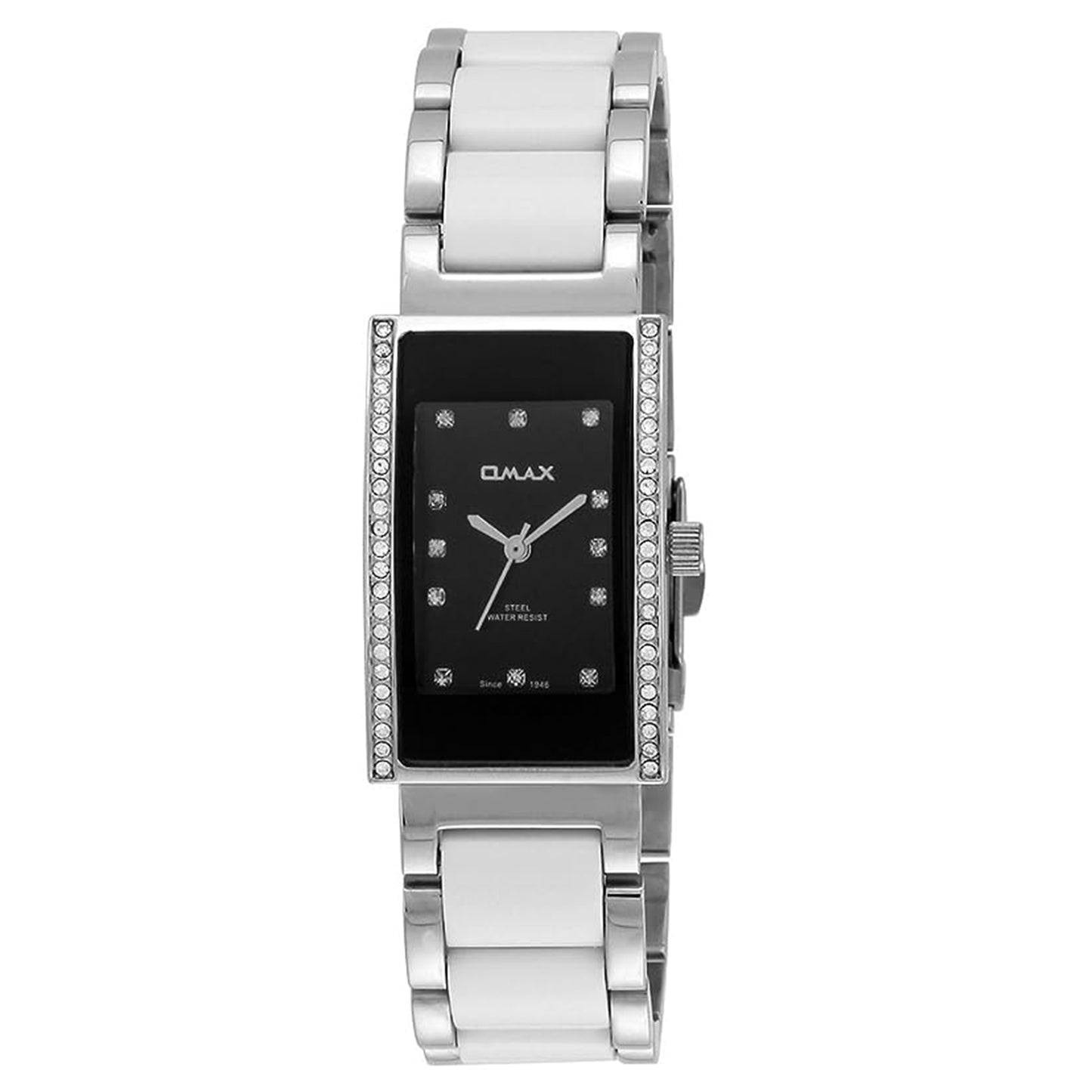 Omax Analog Black Dial Silver Dtainless Steel Strap  Womens Watch - LS271