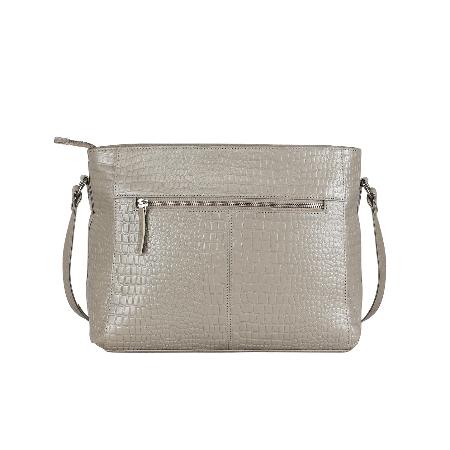 Omax Beige Genuine Leather Croco Stylish Shoulder, Laptop Handbag for Women LTHRL3