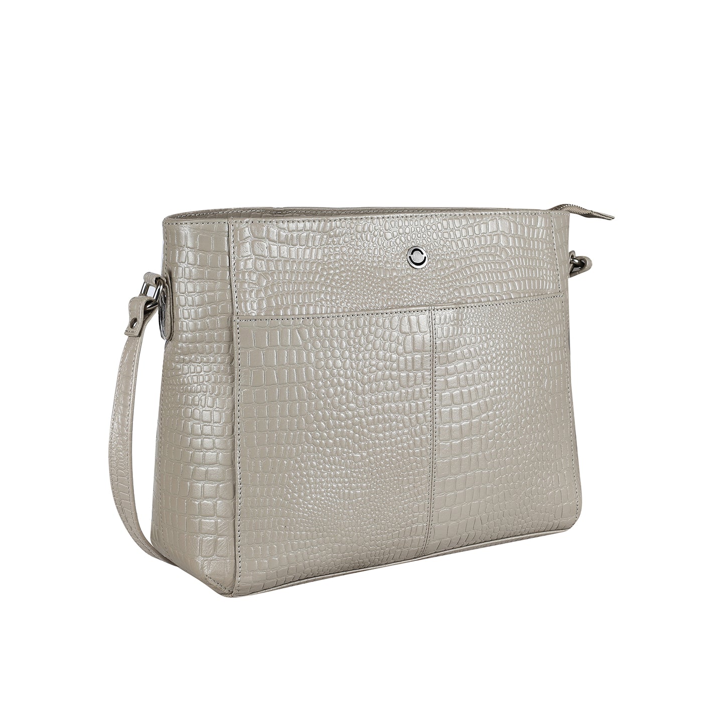 Omax Beige Genuine Leather Croco Stylish Shoulder, Laptop Handbag for Women LTHRL3