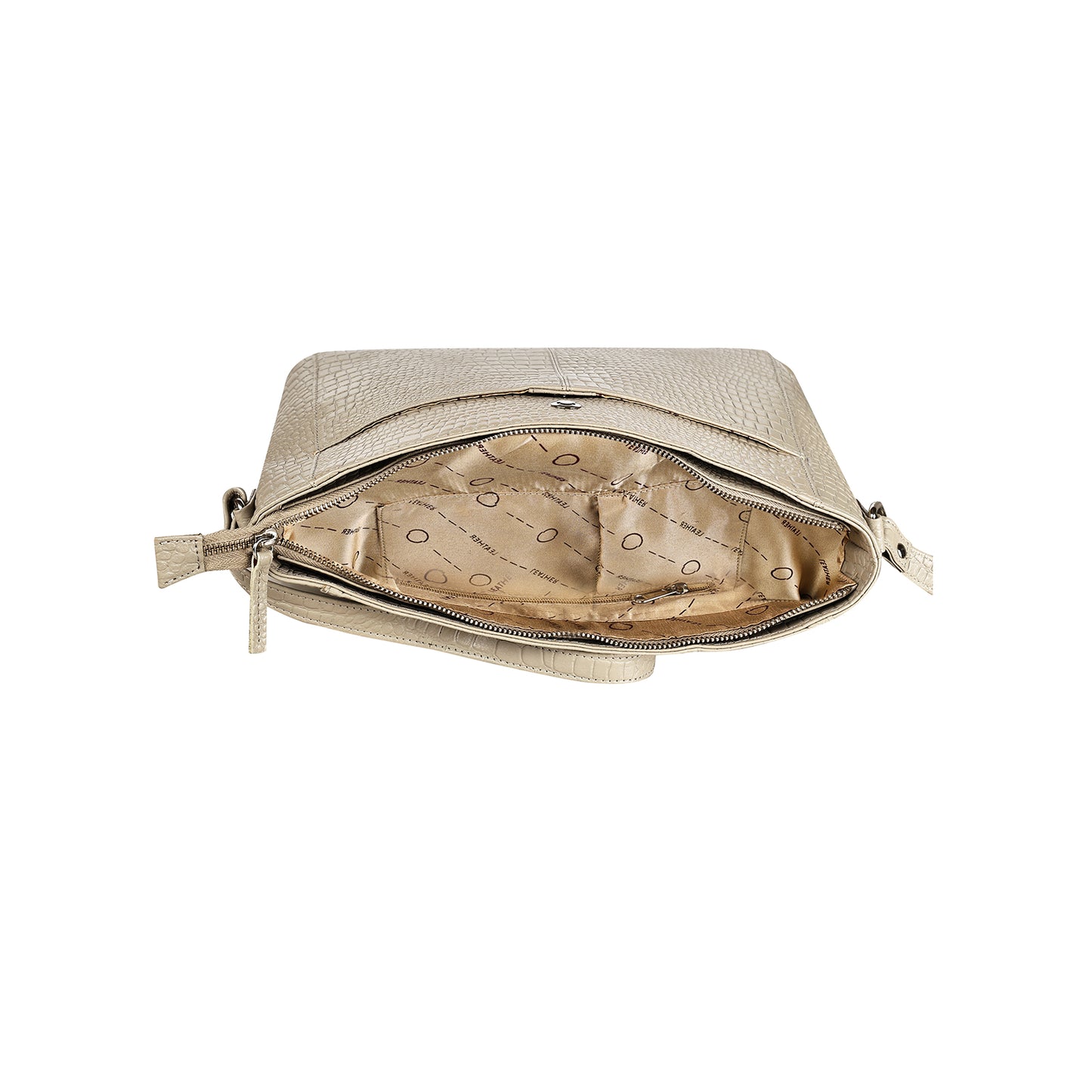 Omax Beige Genuine Leather Croco Stylish Shoulder, Laptop Handbag for Women LTHRL3