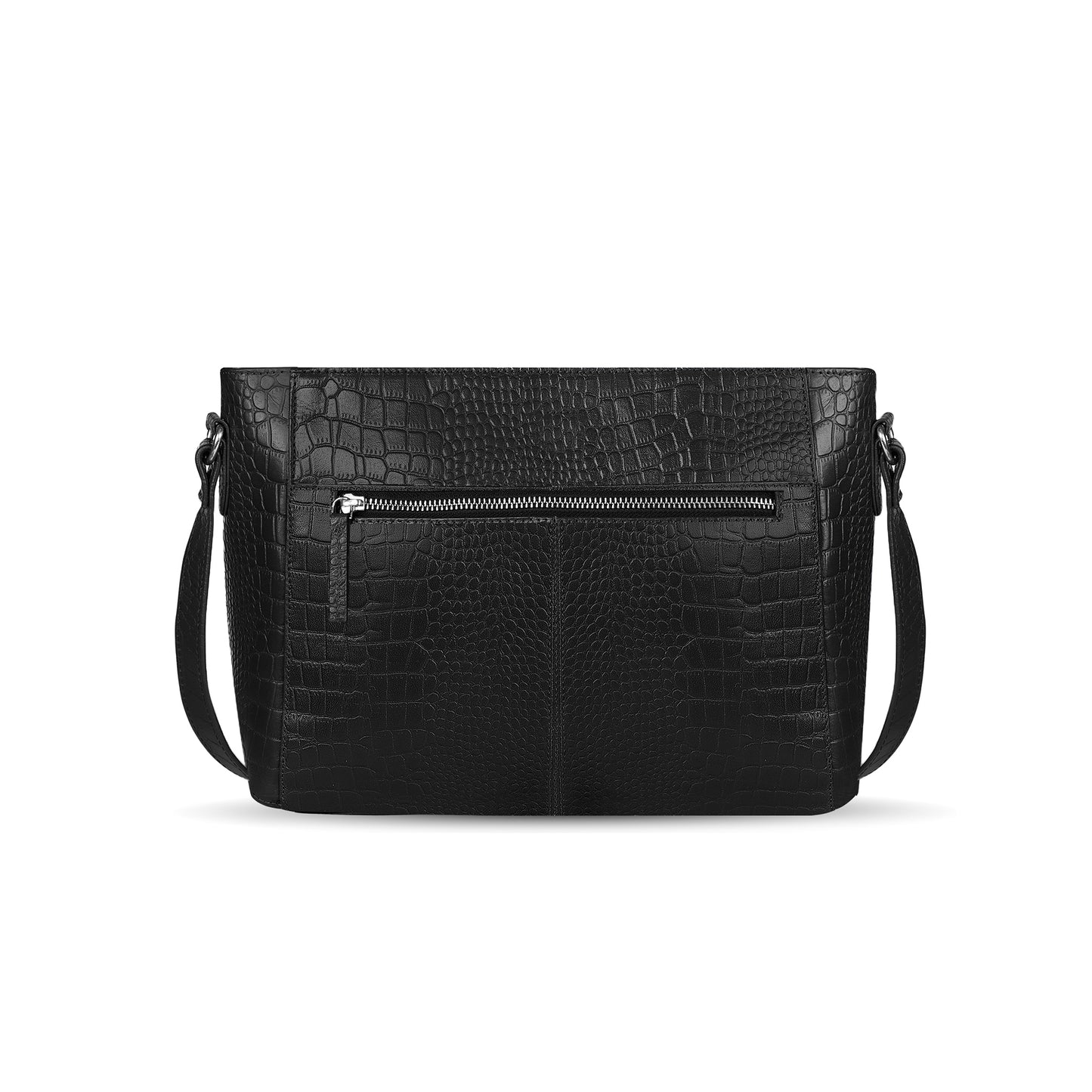 Omax Black Genuine Leather Croco Stylish Shoulder, Laptop Handbag for Women LTHRL3