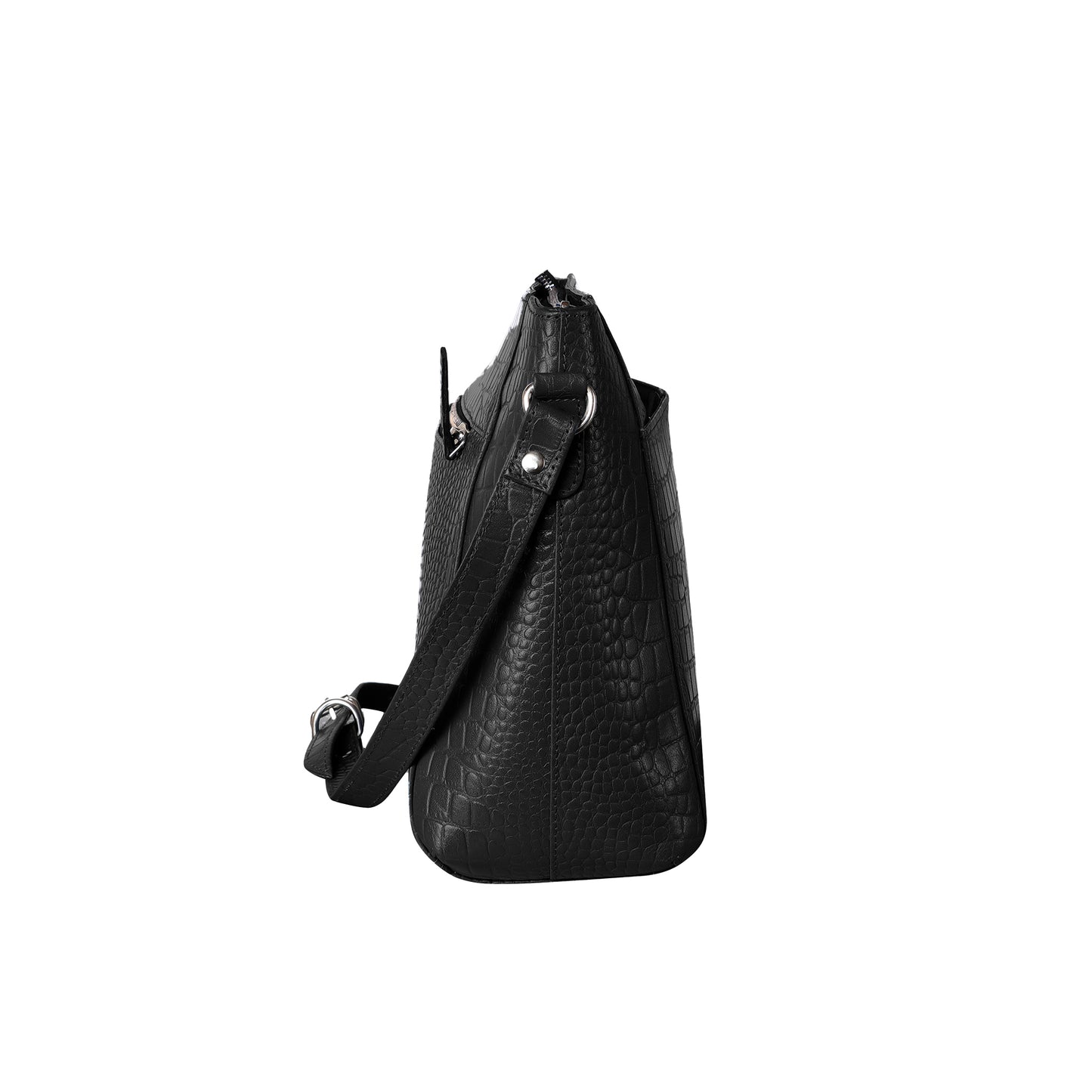 Omax Black Genuine Leather Croco Stylish Shoulder, Laptop Handbag for Women LTHRL3