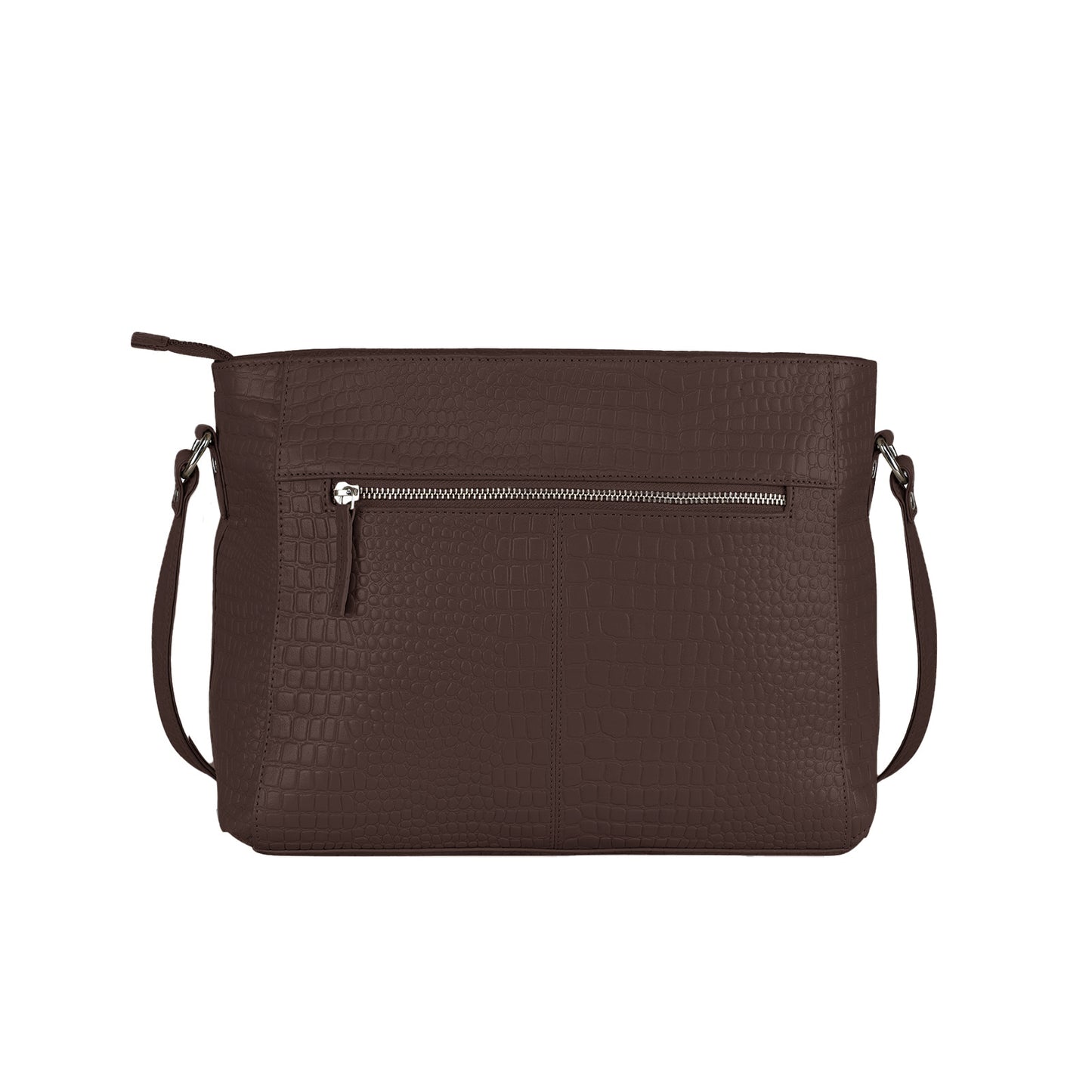 Omax Brown Genuine Leather Croco Stylish Shoulder, Laptop Handbag for Women LTHRL3