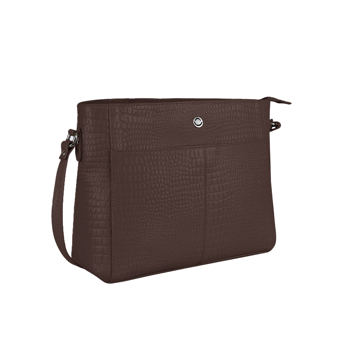 Omax Brown Genuine Leather Croco Stylish Shoulder, Laptop Handbag for Women LTHRL3
