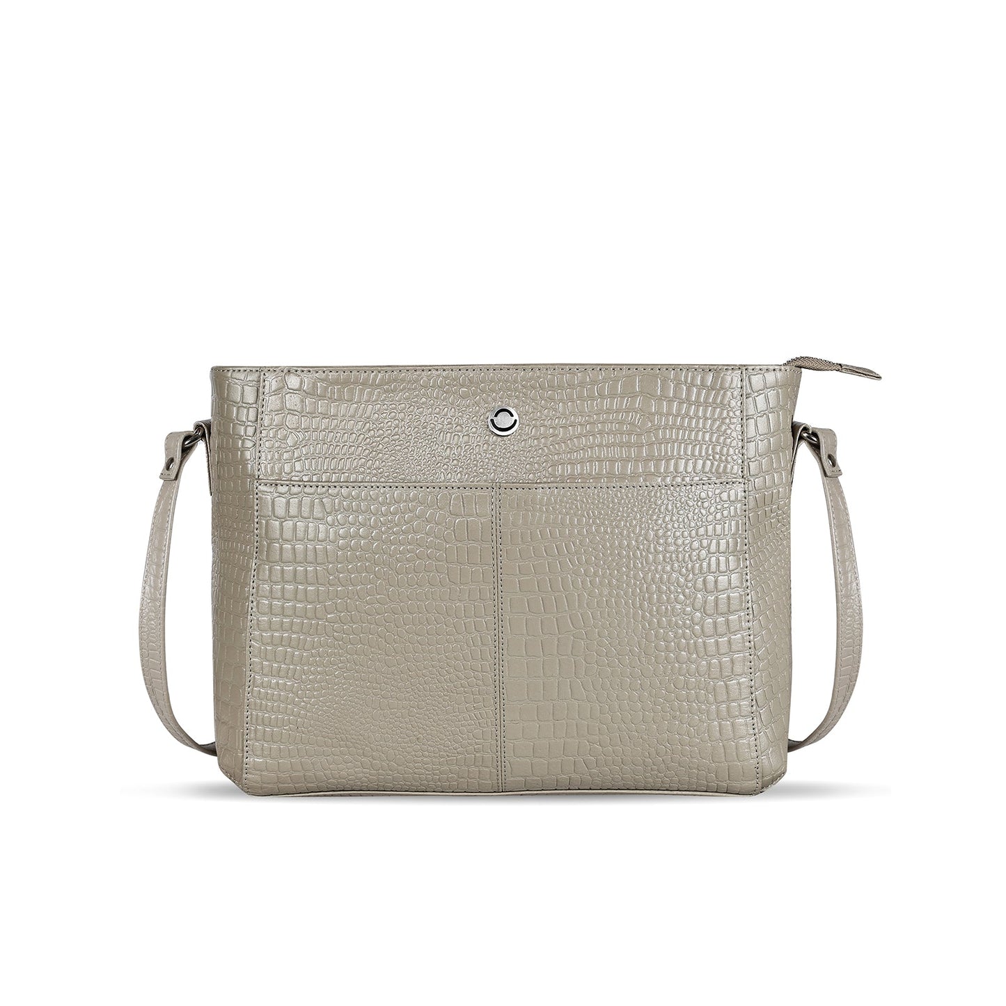 Omax White Genuine Leather Croco Stylish Shoulder, Laptop Handbag for Women LTHRL3