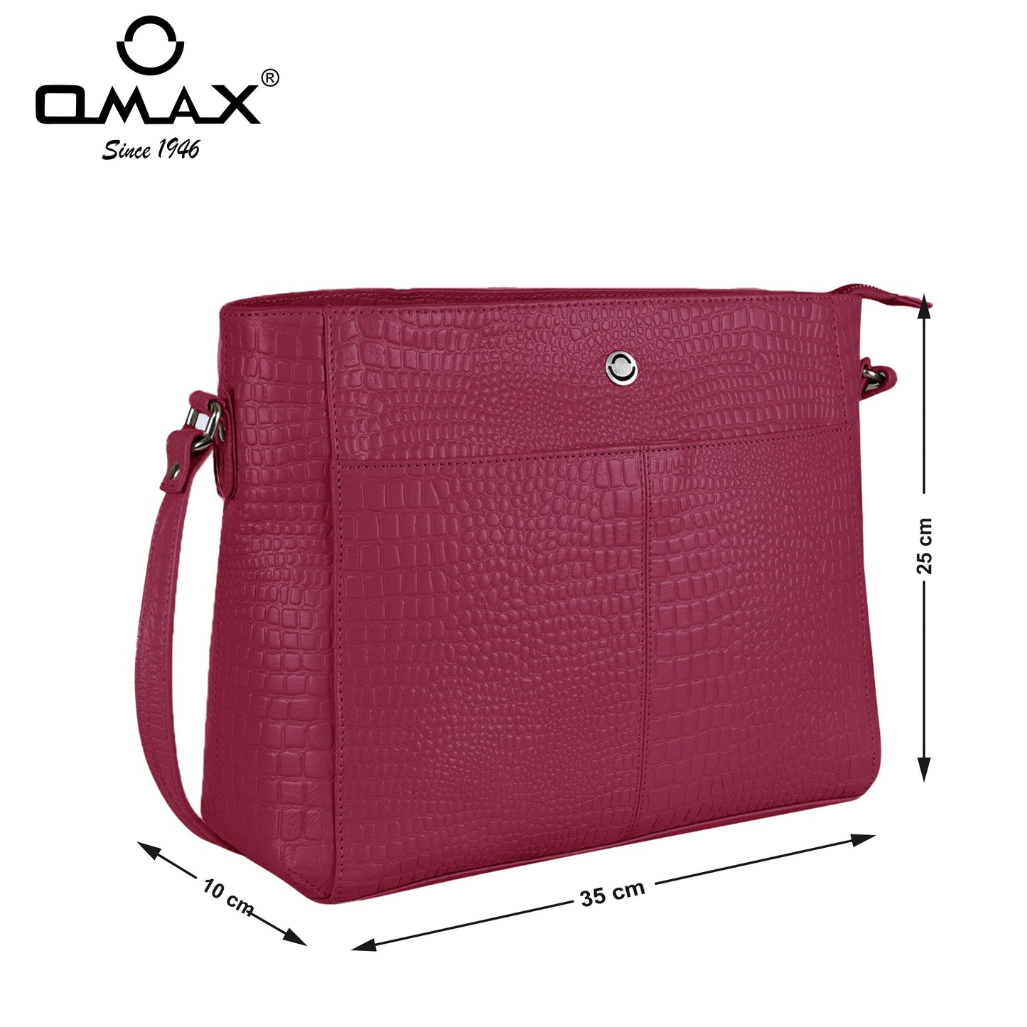 Omax Maroon Genuine Leather Croco Stylish Shoulder, Laptop Handbag for Women LTHRL3