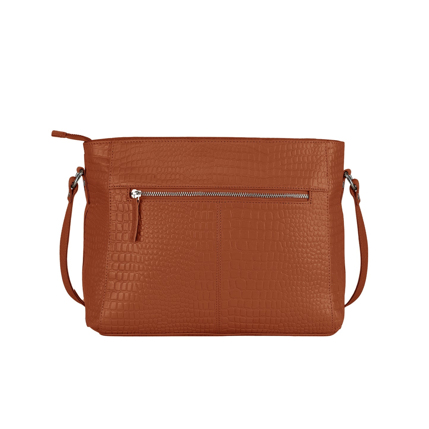 Omax Tan Genuine Leather Croco Stylish Shoulder, Laptop Handbag for Women LTHRL3