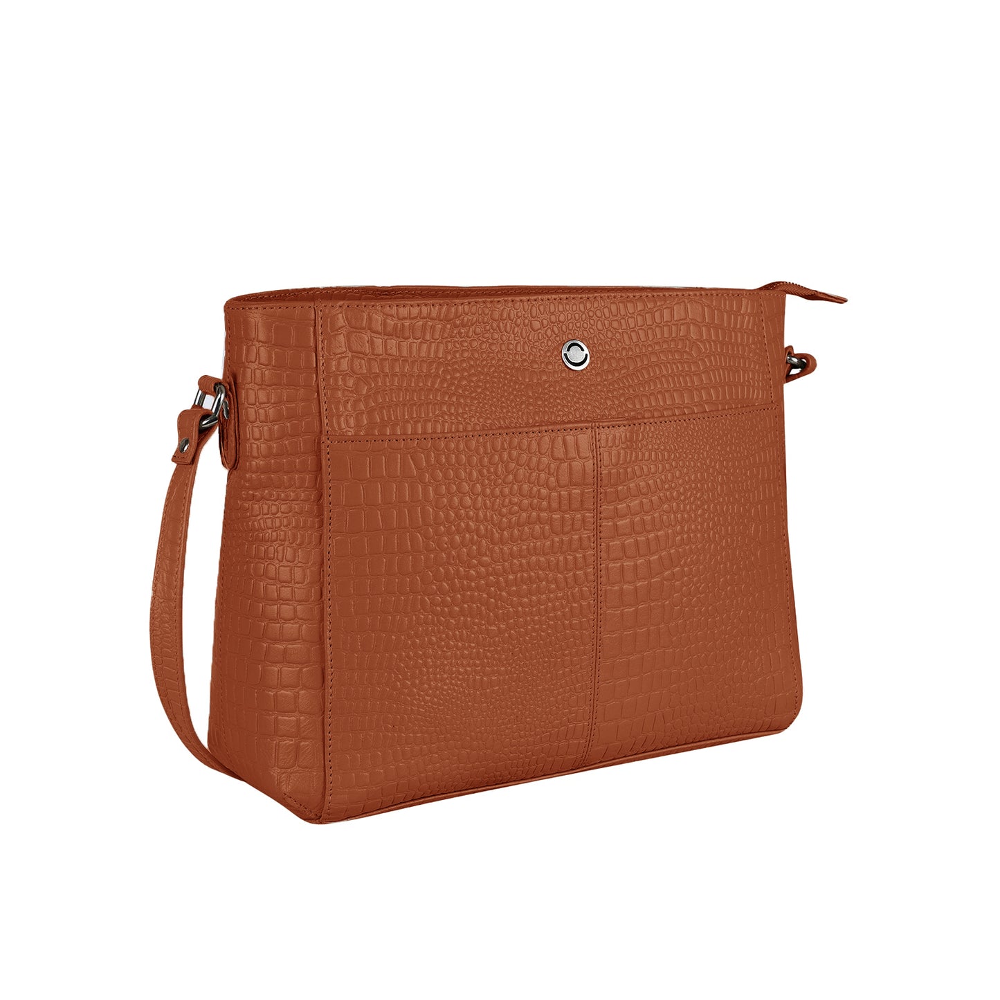 Omax Tan Genuine Leather Croco Stylish Shoulder, Laptop Handbag for Women LTHRL3