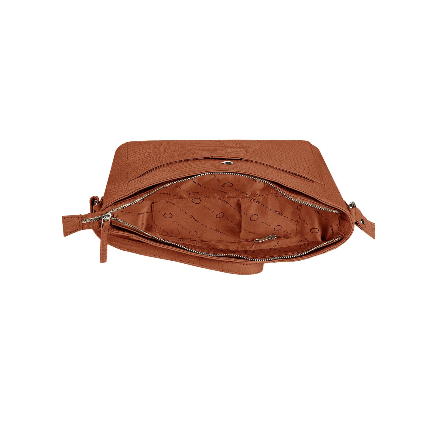 Omax Tan Genuine Leather Croco Stylish Shoulder, Laptop Handbag for Women LTHRL3