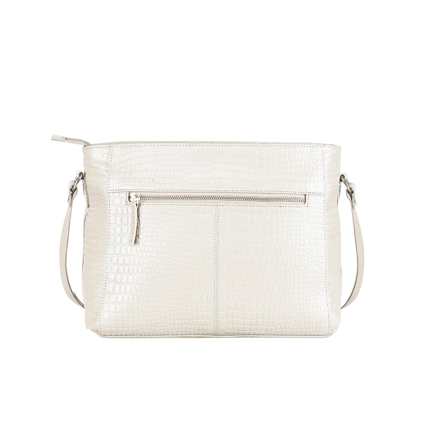Omax White Genuine Leather Croco Stylish Shoulder, Laptop Handbag for Women LTHRL3