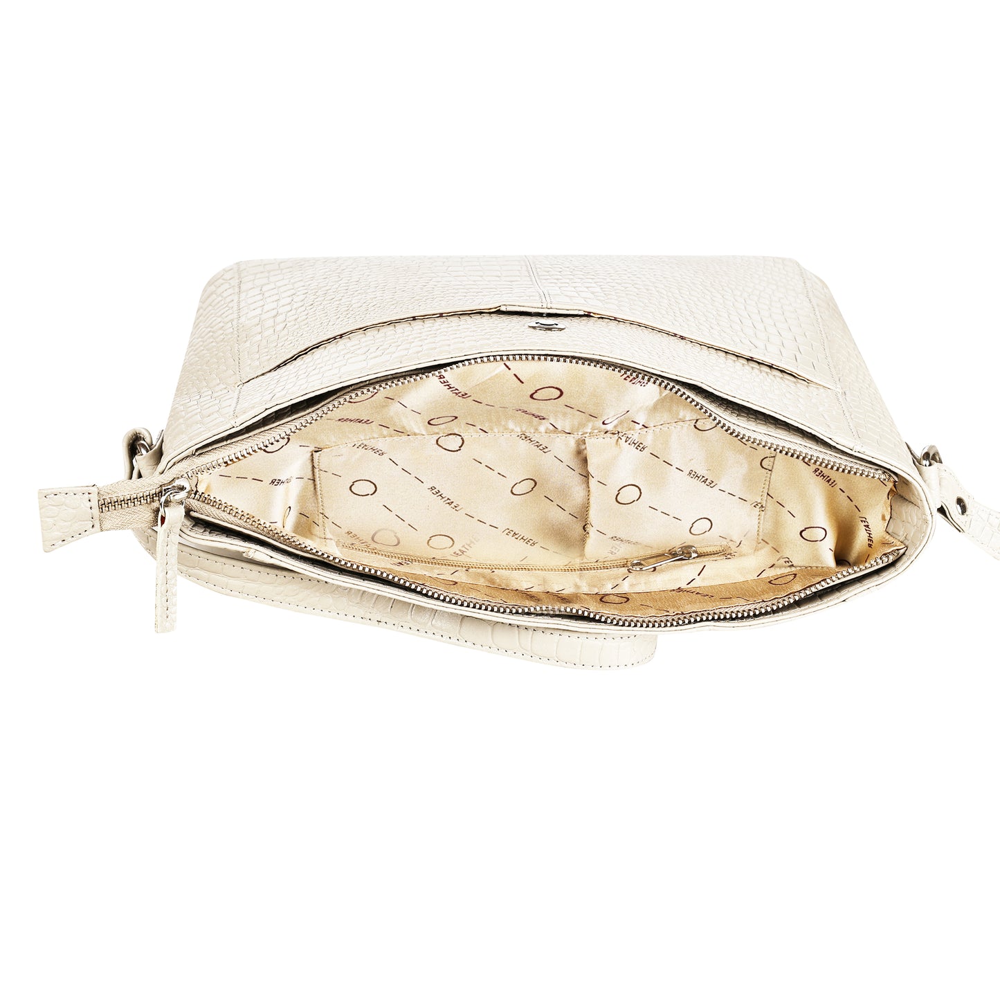 Omax White Genuine Leather Croco Stylish Shoulder, Laptop Handbag for Women LTHRL3