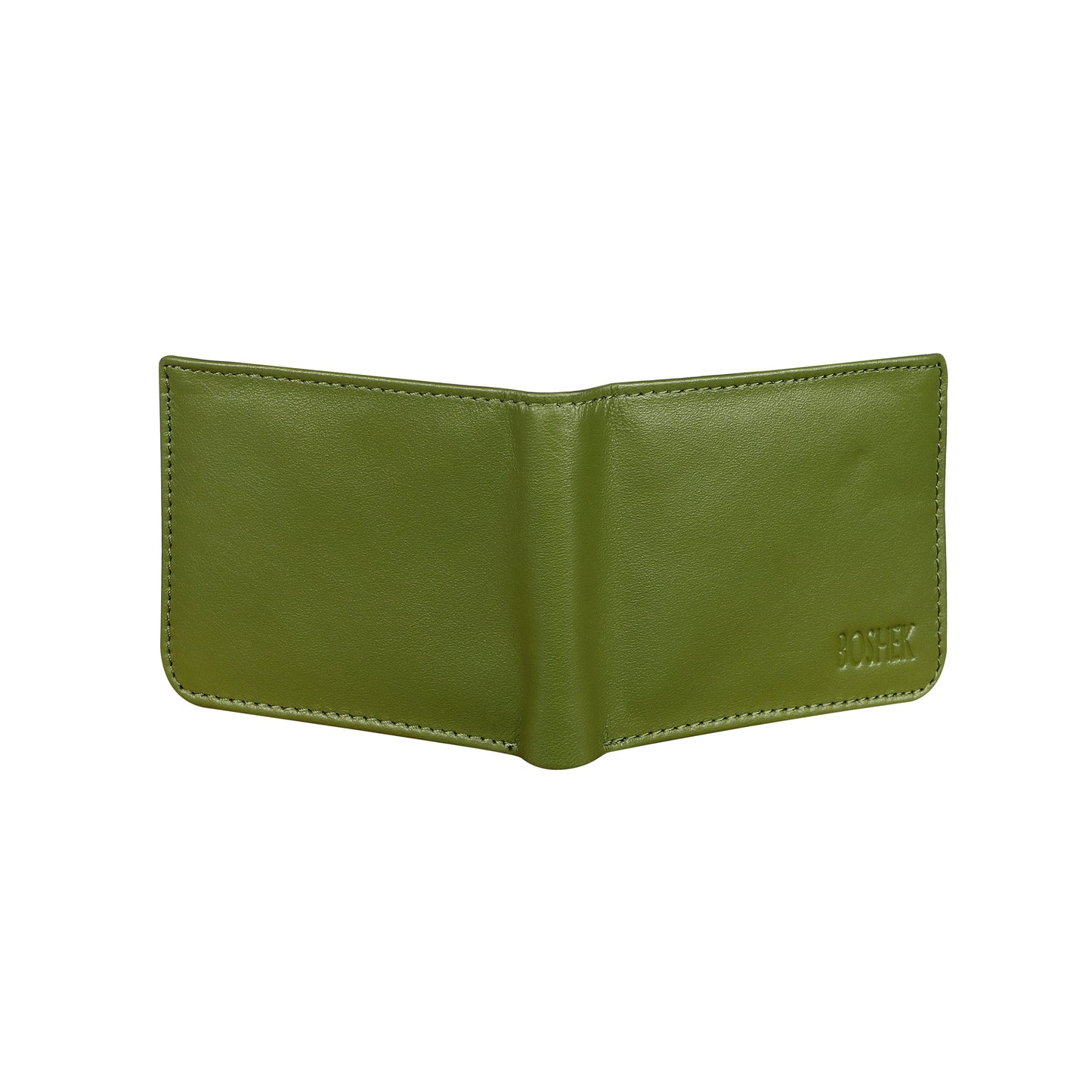 BOSHEK Green Leather Wallet Slim and Feather weight FW22