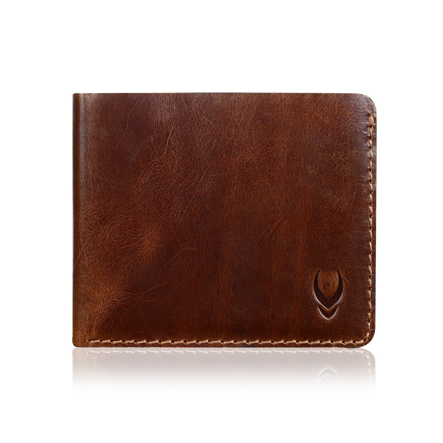 BOSHEK Brown Slim Antique Crunch Leather Wallet -FW246