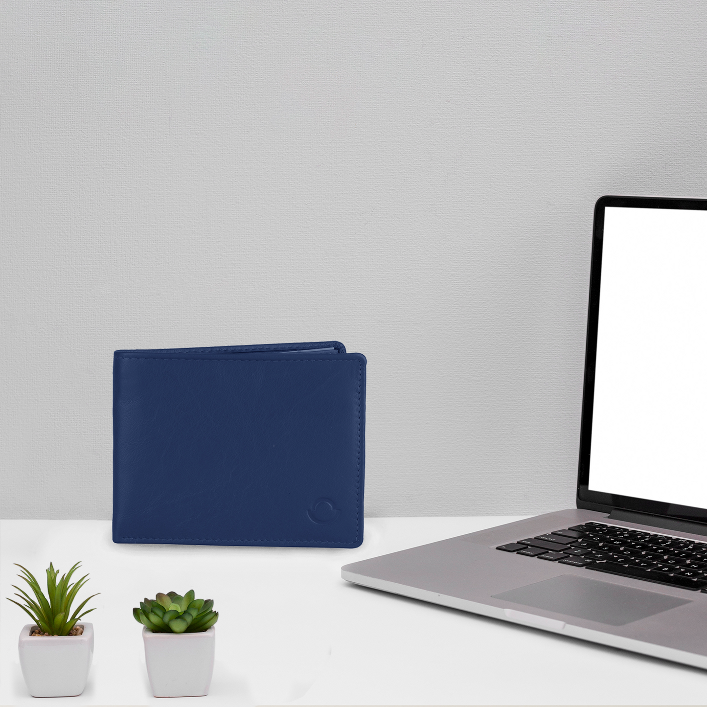 Omax LTWL13 Blue Slim Full Grain Leather Men's Wallet